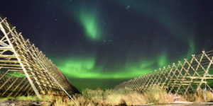 挪威-羅浮敦群島-曬魚架+極光